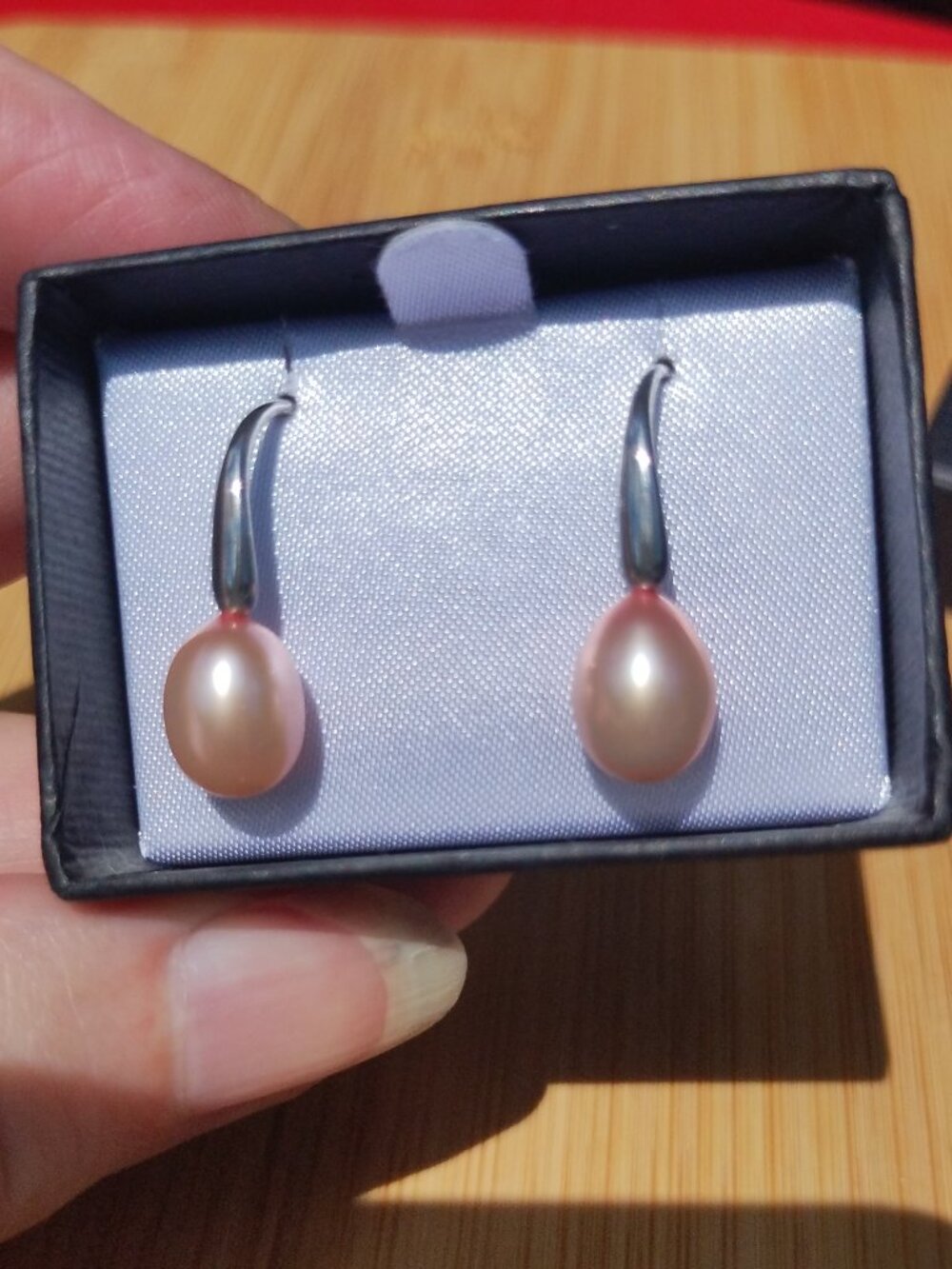 Honora Freshwater Pearl Earrings 925 Sterling Silver Peachy Pink Dangle NIB